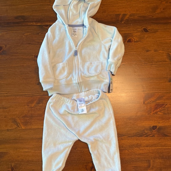Carter’s Cozy Kids' Terrycloth Hoodie and Pants Set - Light Blue - Picture 1 of 2